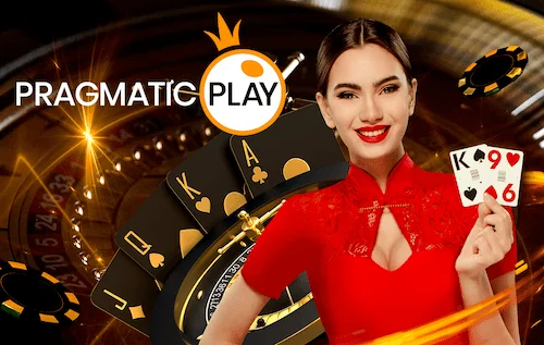 PRAGMATIC PLAY ผู้ให้บริการเกมคาสิโนออนไลน์ชั้นนำ นำเสนอโดยดีลเลอร์สาวในชุดแดงสุดโดดเด่น พร้อมด้วยไพ่โป๊กเกอร์และชิปเดิมพัน